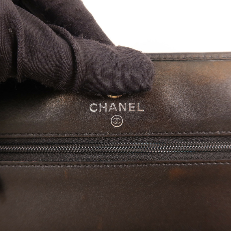 CHANEL 牛皮皮革Cambon Wallet On Chain銀扣鏈帶肩背袋-8