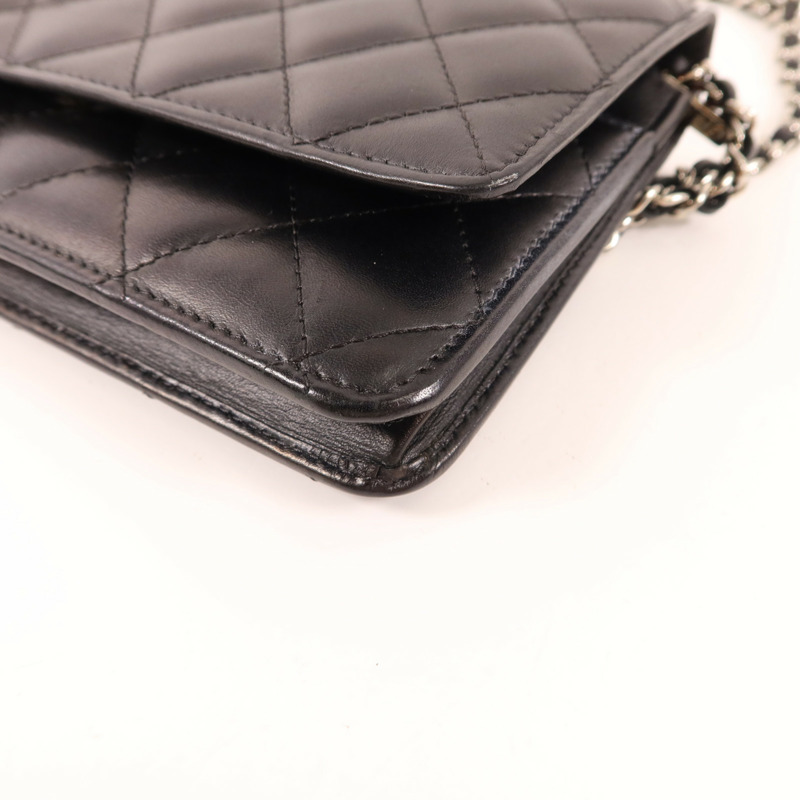 CHANEL 牛皮皮革Cambon Wallet On Chain銀扣鏈帶肩背袋-13