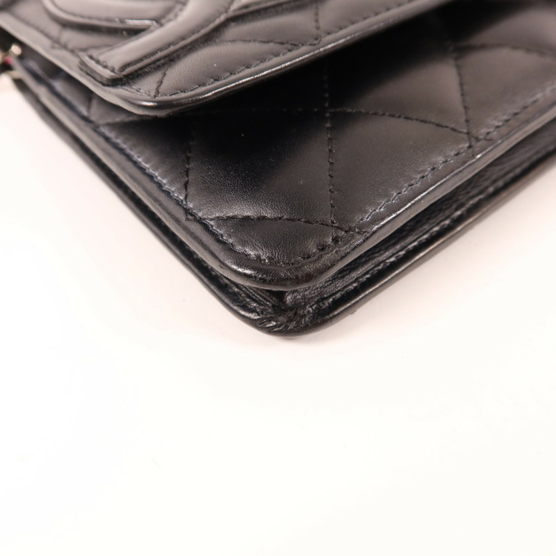 CHANEL 牛皮皮革Cambon Wallet On Chain銀扣鏈帶肩背袋-14