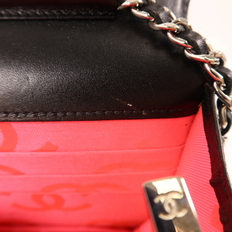 CHANEL 牛皮皮革Cambon Wallet On Chain銀扣鏈帶肩背袋-21