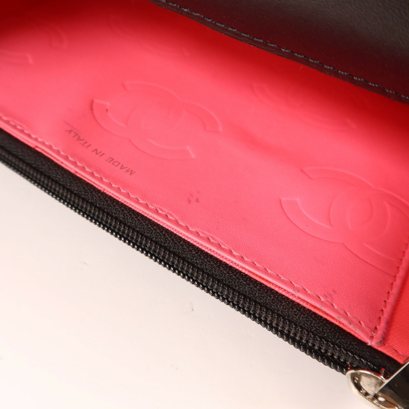 CHANEL 牛皮皮革Cambon Wallet On Chain銀扣鏈帶肩背袋-22