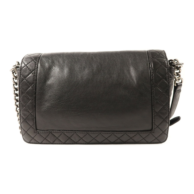 CHANEL 牛皮皮革Boy 28銀扣鏈帶肩背袋-1