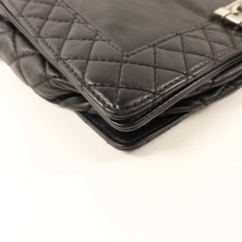 CHANEL 牛皮皮革Boy 28銀扣鏈帶肩背袋-12