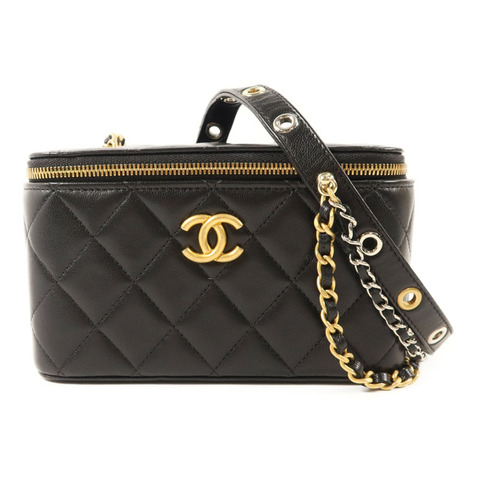 CHANEL 羊皮皮革Vanity Bag金扣鏈帶肩背袋