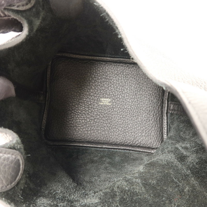HERMES Clemence皮革Picotin PM金扣手挽袋Noir-5