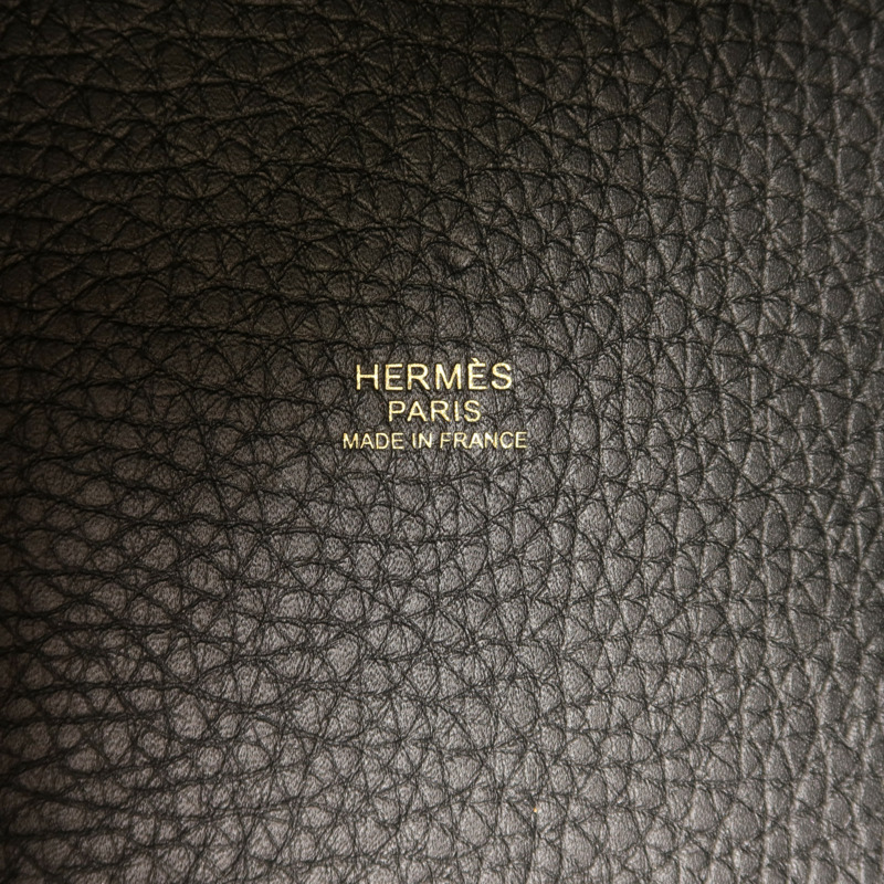 HERMES Clemence皮革Picotin PM金扣手挽袋Noir-6