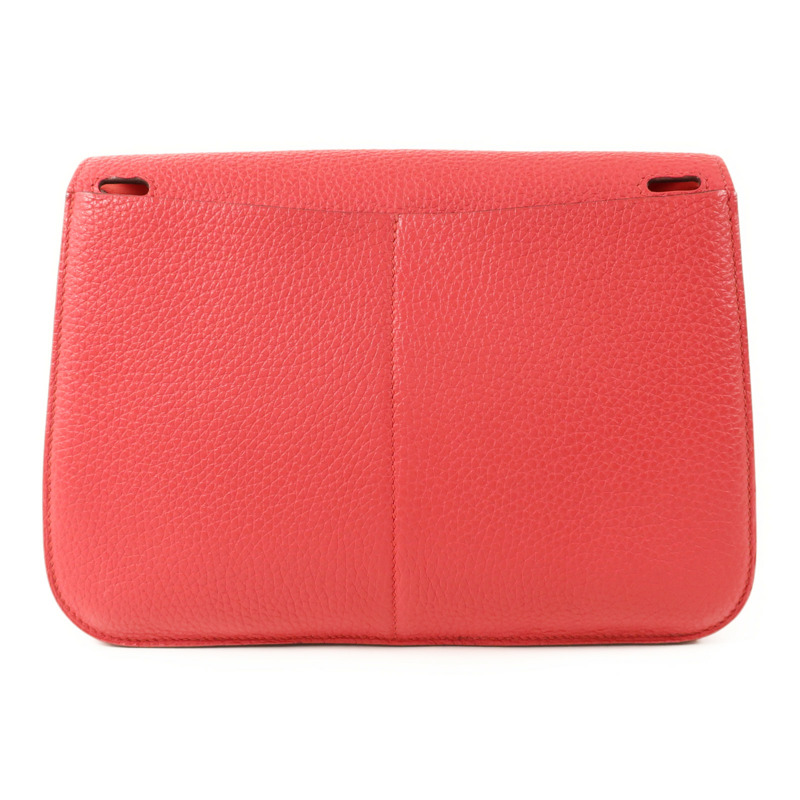 HERMES Clemence皮革Halzan 25銀扣手挽肩背兩用袋Rose Extreme-1