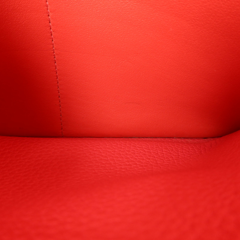 HERMES Clemence皮革Halzan 25銀扣手挽肩背兩用袋Rose Extreme-13