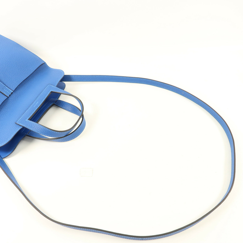 HERMES Clemence皮革Halzan 25銀扣手挽肩背兩用袋Mykonos-4