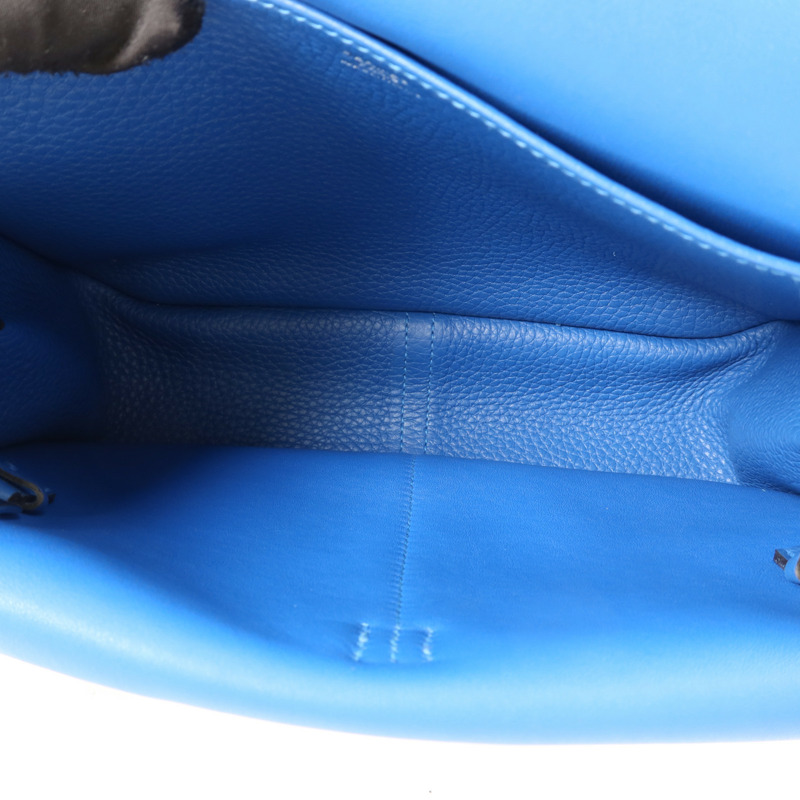 HERMES Clemence皮革Halzan 25銀扣手挽肩背兩用袋Mykonos-5