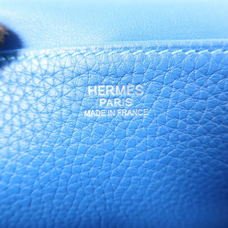 HERMES Clemence皮革Halzan 25銀扣手挽肩背兩用袋Mykonos-6