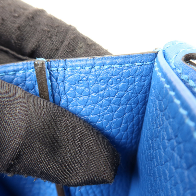 HERMES Clemence皮革Halzan 25銀扣手挽肩背兩用袋Mykonos-7