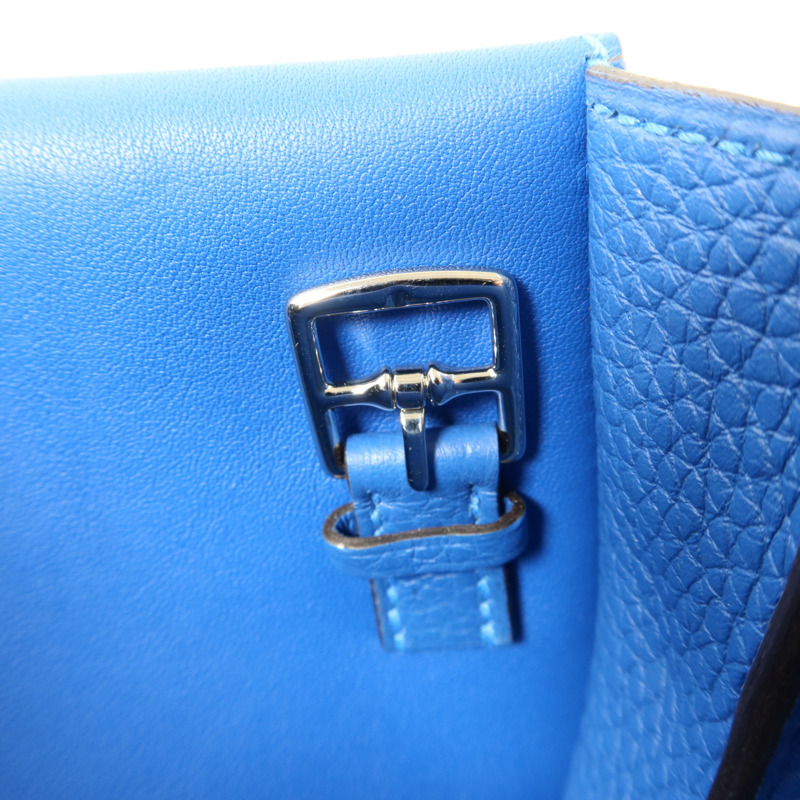 HERMES Clemence皮革Halzan 25銀扣手挽肩背兩用袋Mykonos-8