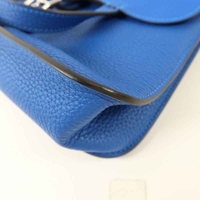 HERMES Clemence皮革Halzan 25銀扣手挽肩背兩用袋Mykonos-9