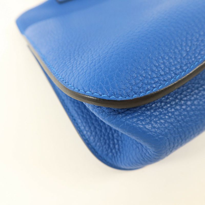 HERMES Clemence皮革Halzan 25銀扣手挽肩背兩用袋Mykonos-12