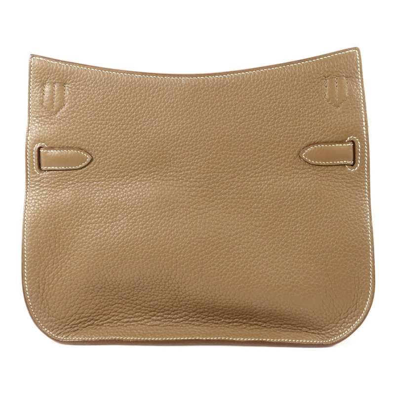 HERMES Clemence皮革Jypsiere 28銀扣肩背袋Etoupe-1