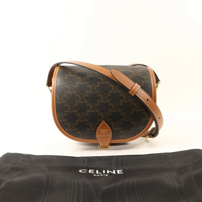 CELINE Trionphe帆布Folco金扣肩背袋-13