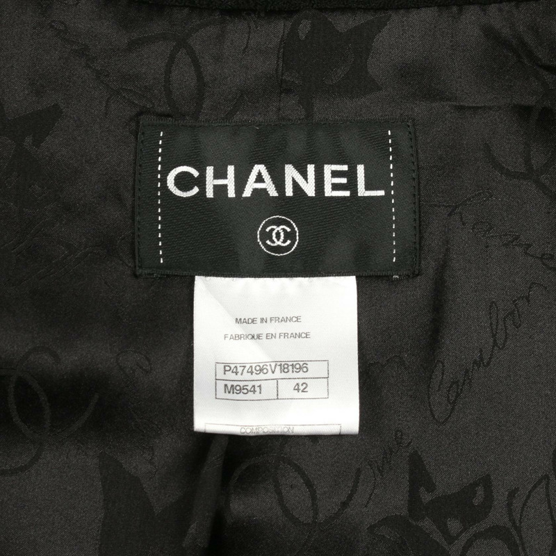 香奈兒 COCO 標誌紐扣 其他羊毛黑色二手女外套-2