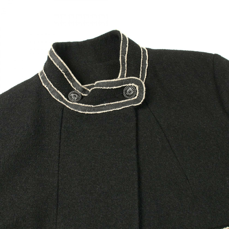 香奈兒 COCO 標誌紐扣 其他羊毛黑色二手女外套-7