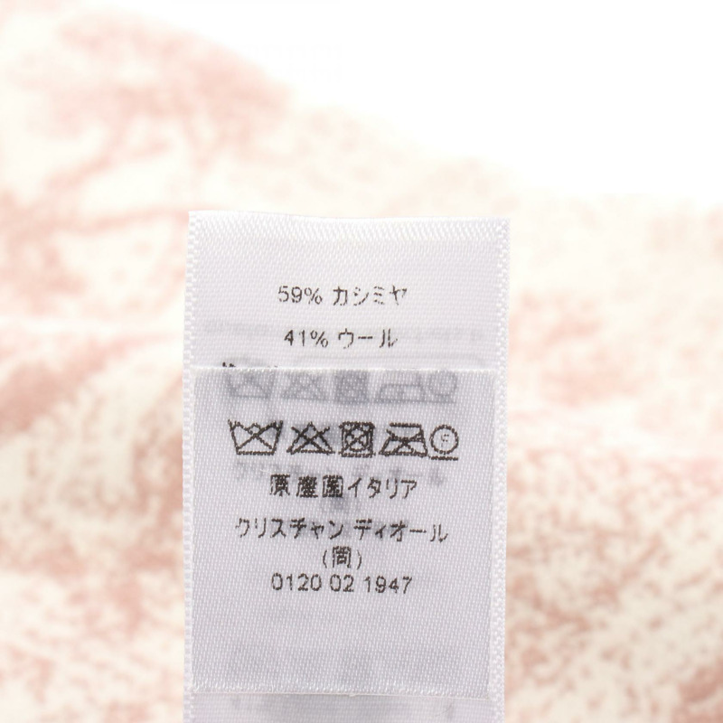 Dior Toile de Jouy Sauvage 羊毛羊絨圍巾 白色 粉紅色 二手 女士-2