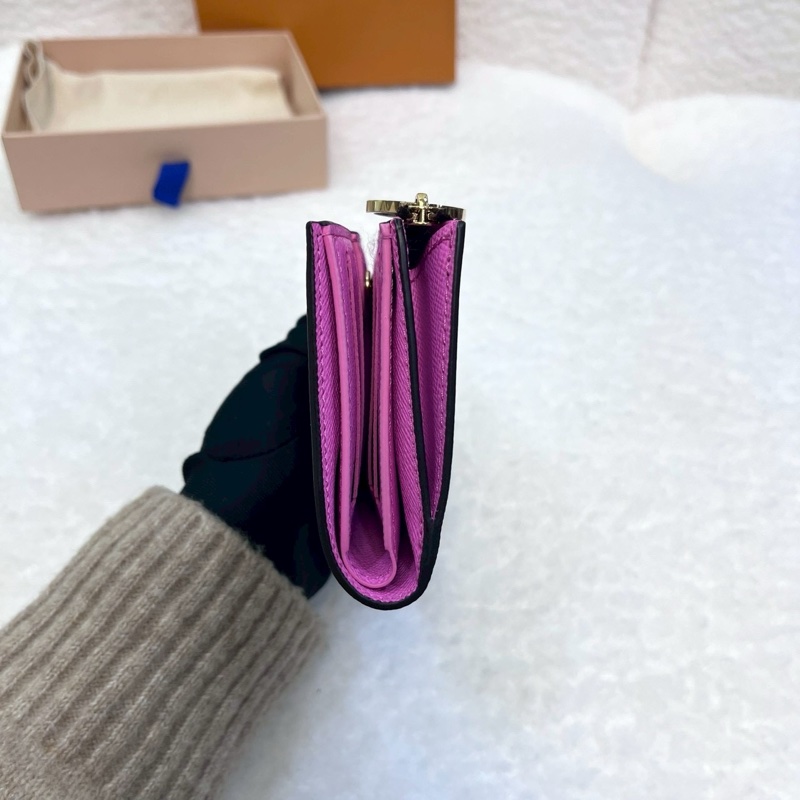 路易威登對開短夾LV原花內裏粉色Lisa短夾 M25692-2