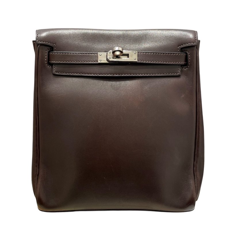 HERMES 愛馬仕 KELLY ADO PM 後背包 光面牛皮 巧克力棕 銀釦 □E刻-0