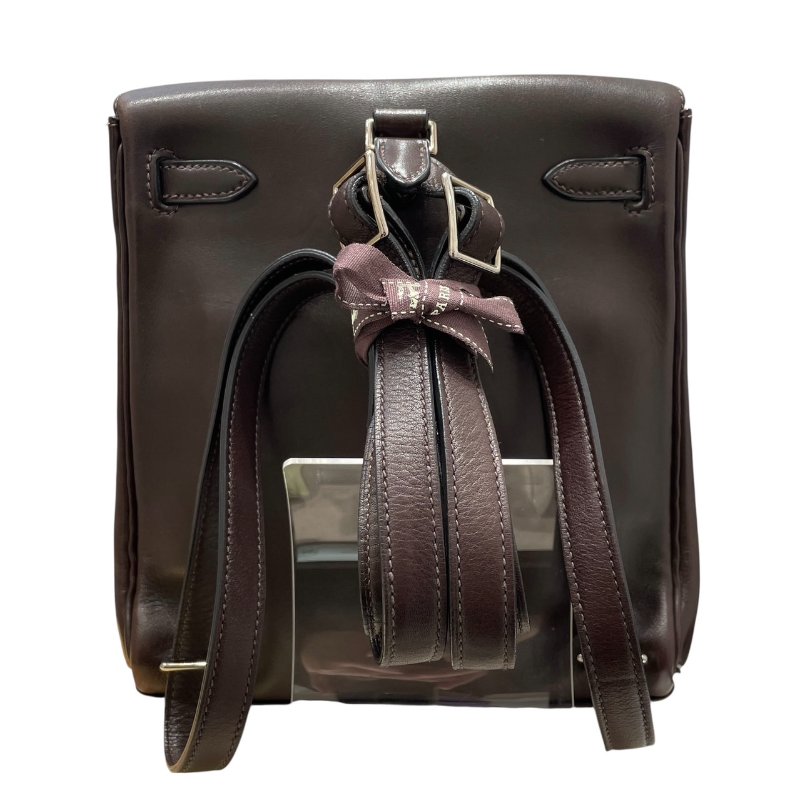 HERMES 愛馬仕 KELLY ADO PM 後背包 光面牛皮 巧克力棕 銀釦 □E刻-1