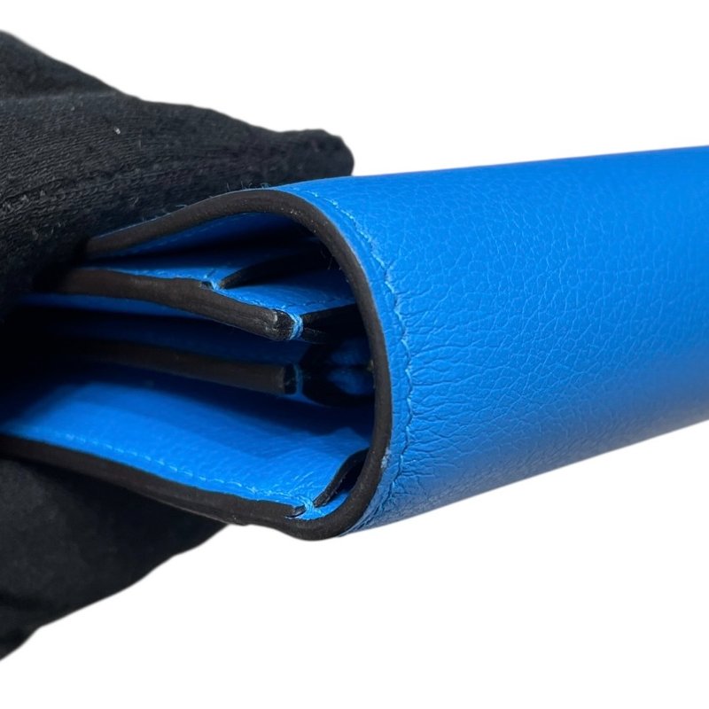 HERMES 愛馬仕 CONSTANCE TOGO 肩背康康長夾 皮革 藍色系 金釦 U刻-10