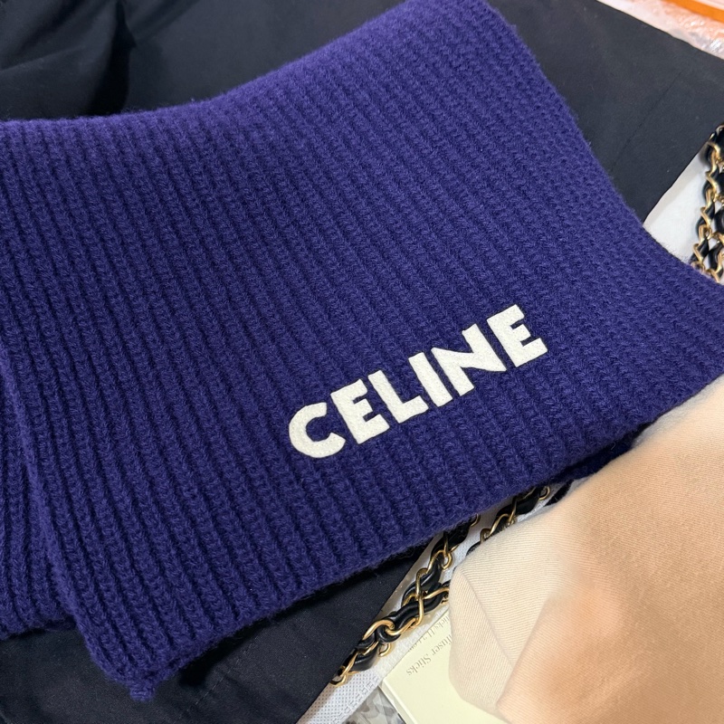 Celine 羊毛圍巾 深藍-3