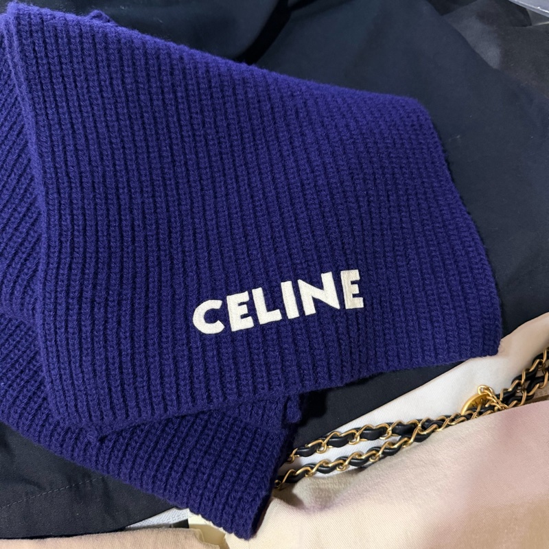 Celine 羊毛圍巾 深藍-4