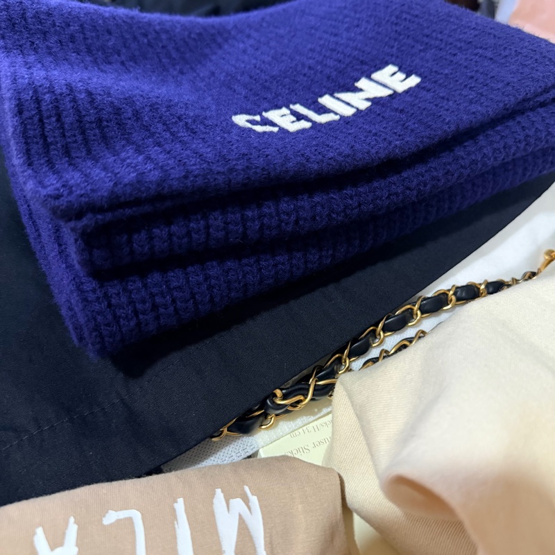 Celine 羊毛圍巾 深藍-5