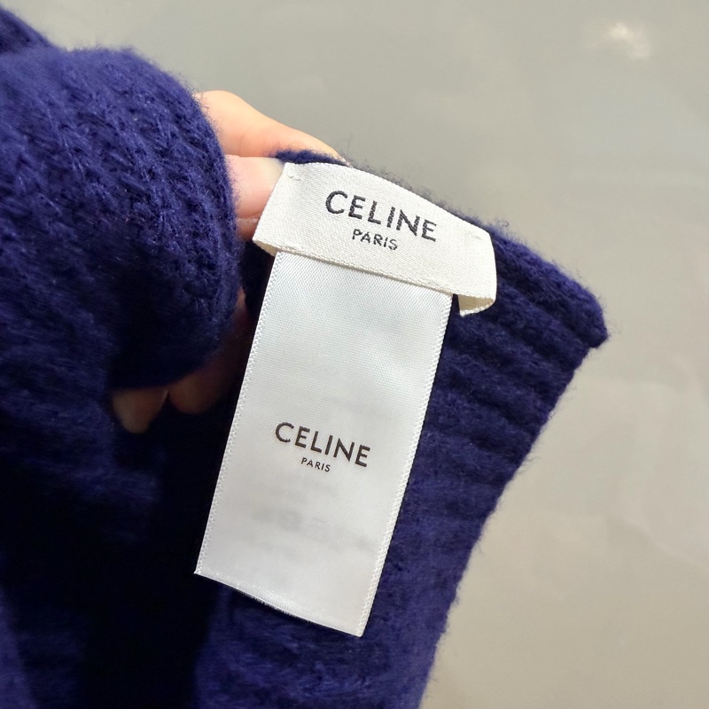 Celine 羊毛圍巾 深藍-27