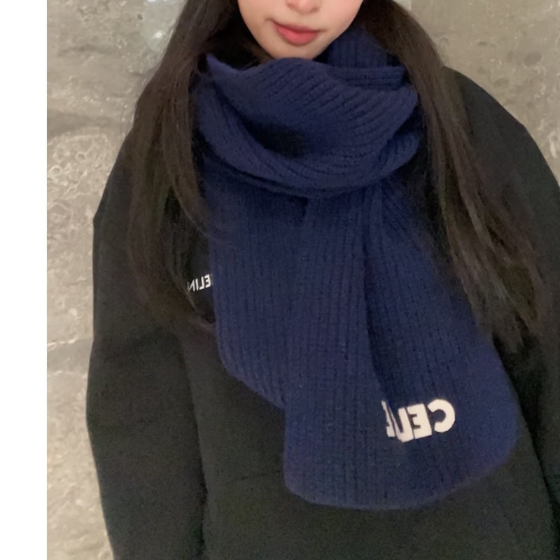 Celine 羊毛圍巾 深藍-28