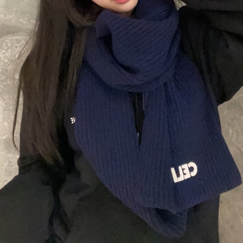 Celine 羊毛圍巾 深藍-29