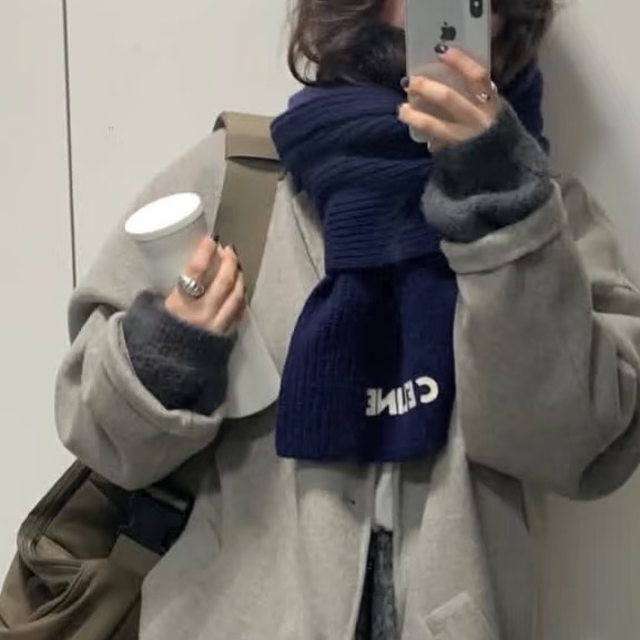Celine 羊毛圍巾 深藍-30
