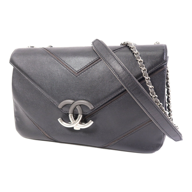 CHANEL 牛皮皮革Shoulder Bag銀扣鏈帶肩背袋-2
