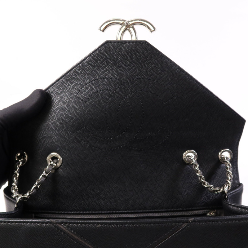 CHANEL 牛皮皮革Shoulder Bag銀扣鏈帶肩背袋-10