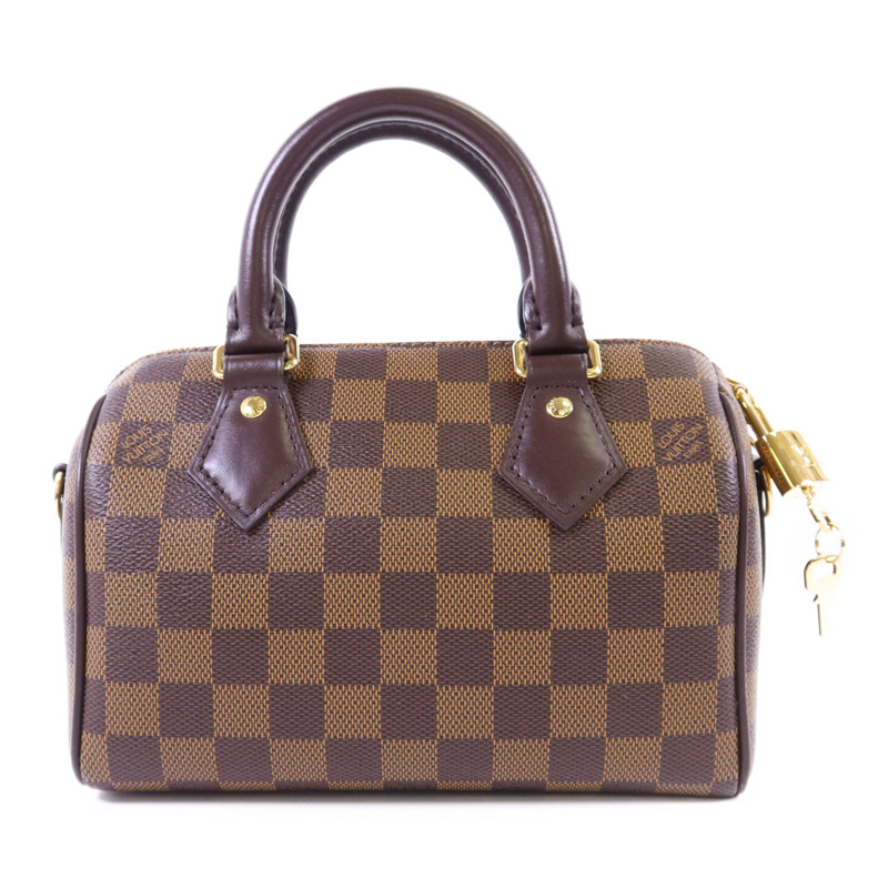 LOUIS VUITTON Damier Speedy Bandouliere 20金扣手挽肩背兩用袋-1