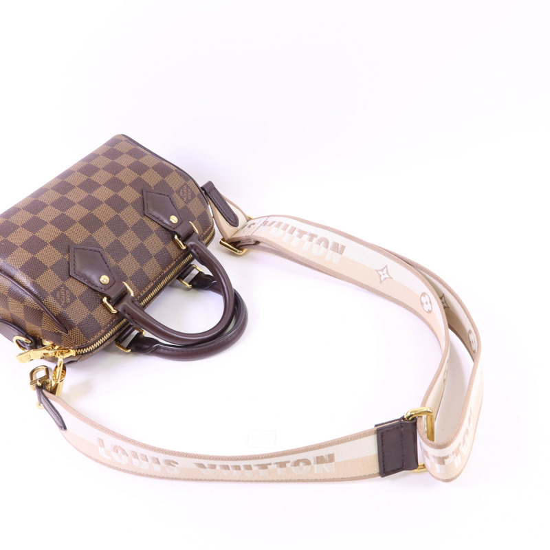 LOUIS VUITTON Damier Speedy Bandouliere 20金扣手挽肩背兩用袋-4