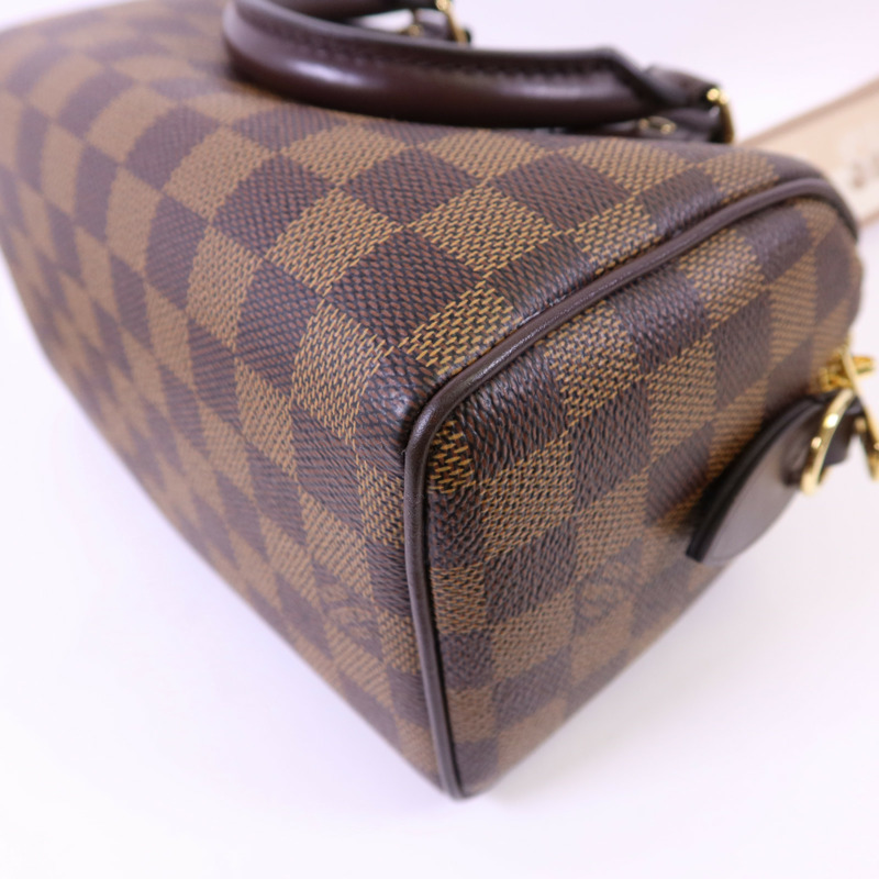 LOUIS VUITTON Damier Speedy Bandouliere 20金扣手挽肩背兩用袋-10