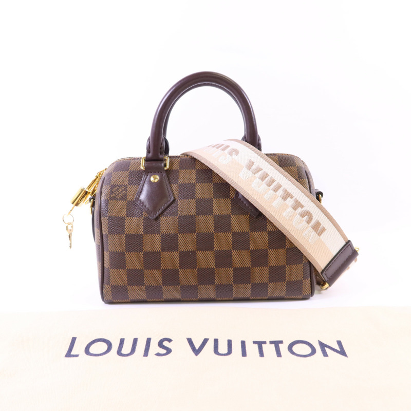 LOUIS VUITTON Damier Speedy Bandouliere 20金扣手挽肩背兩用袋-14