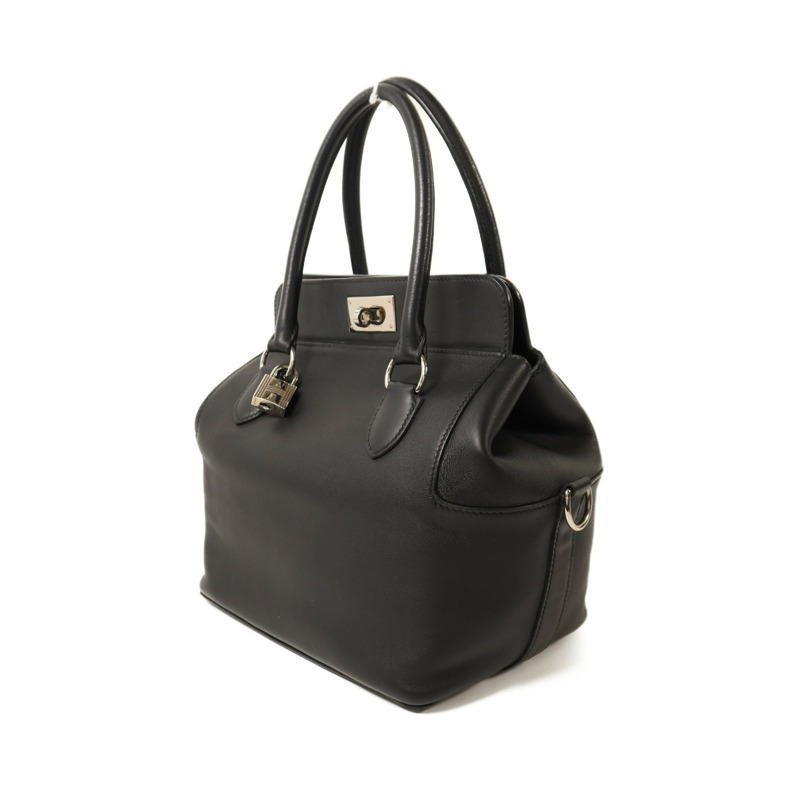 HERMES Swift皮革Tool Box 20銀扣手挽肩背兩用袋Noir-2