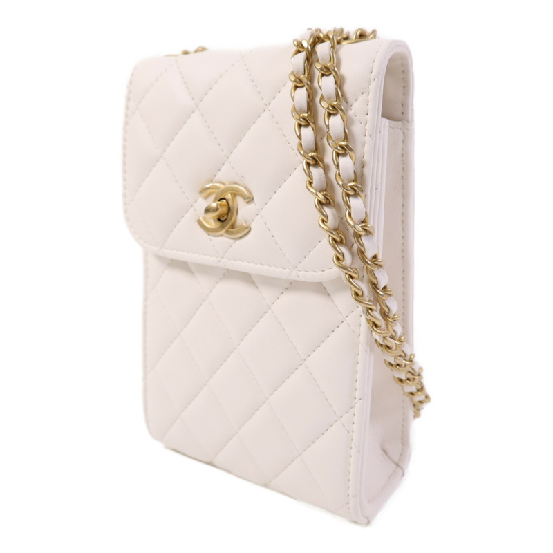 CHANEL 羊皮皮革Chain Shoulder金扣鏈帶肩背袋-2