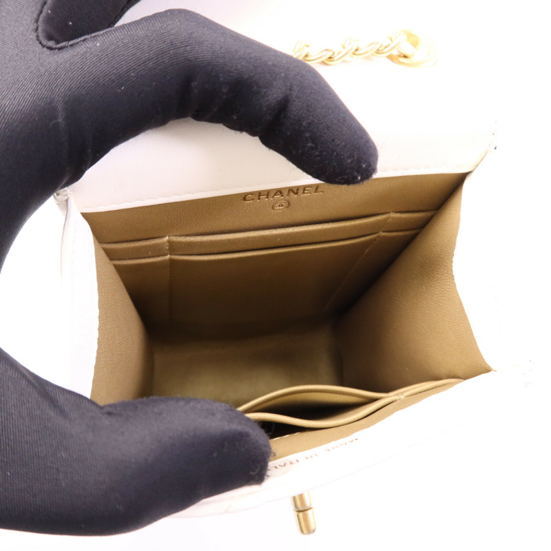 CHANEL 羊皮皮革Chain Shoulder金扣鏈帶肩背袋-4