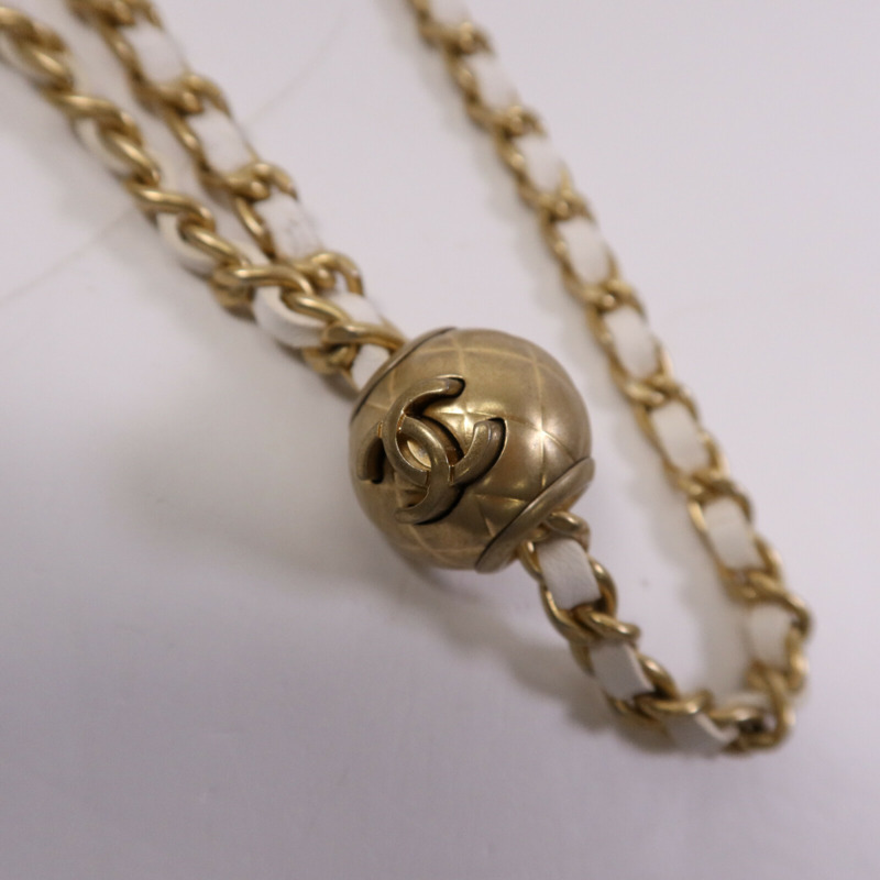 CHANEL 羊皮皮革Chain Shoulder金扣鏈帶肩背袋-6