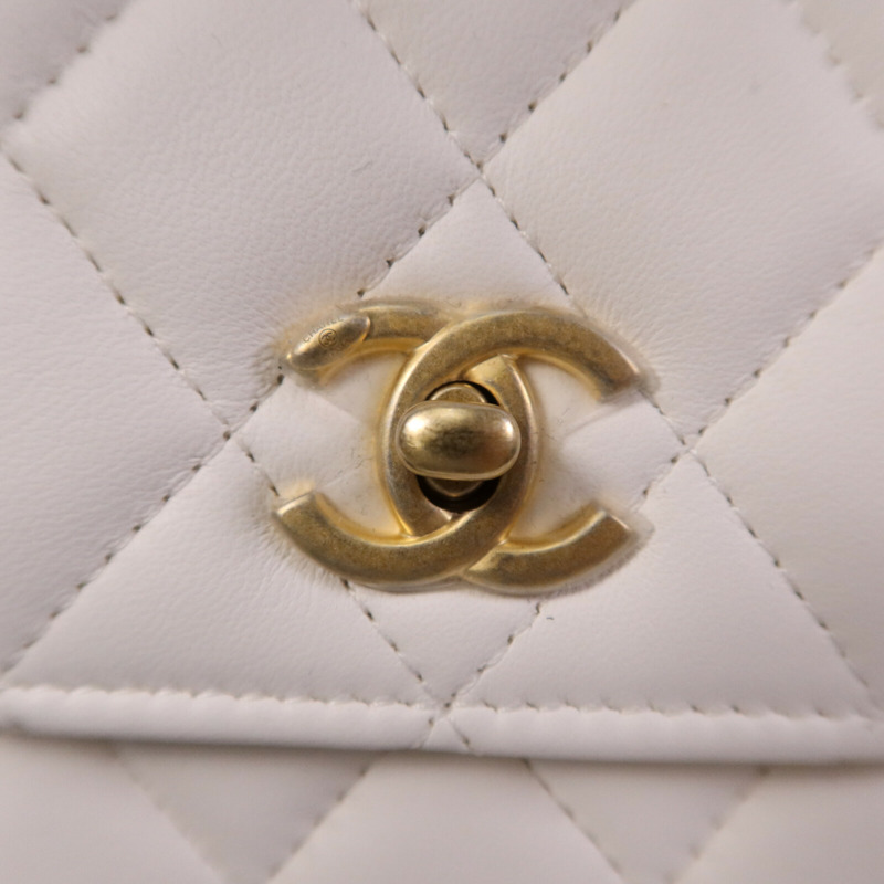 CHANEL 羊皮皮革Chain Shoulder金扣鏈帶肩背袋-7