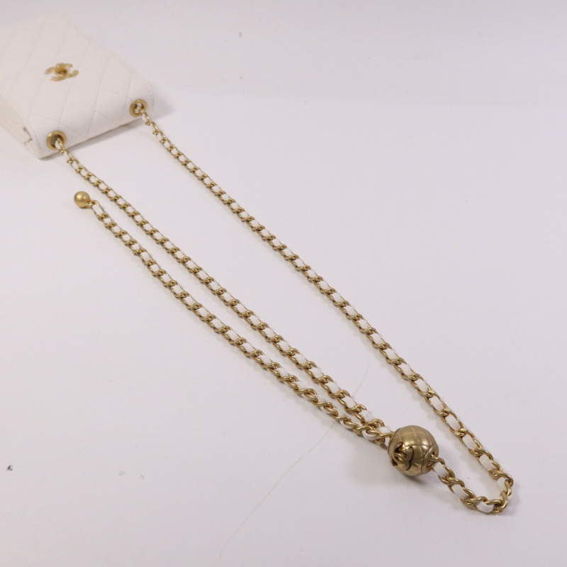 CHANEL 羊皮皮革Chain Shoulder金扣鏈帶肩背袋-9