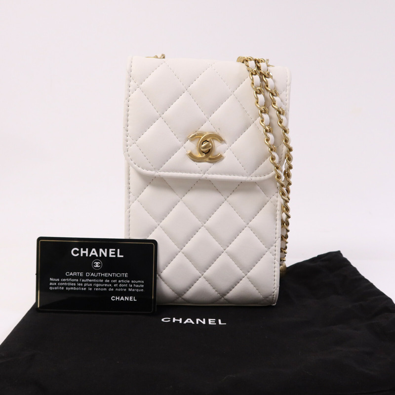 CHANEL 羊皮皮革Chain Shoulder金扣鏈帶肩背袋-10