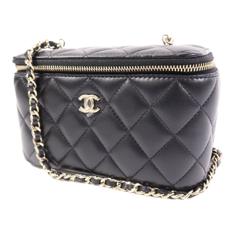 CHANEL 羊皮皮革Vanity Case金扣鏈帶肩背袋-2