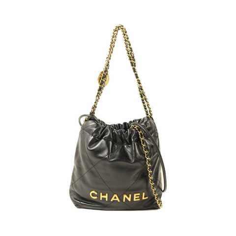 CHANEL 牛皮皮革Mini C22金扣鏈帶肩背袋